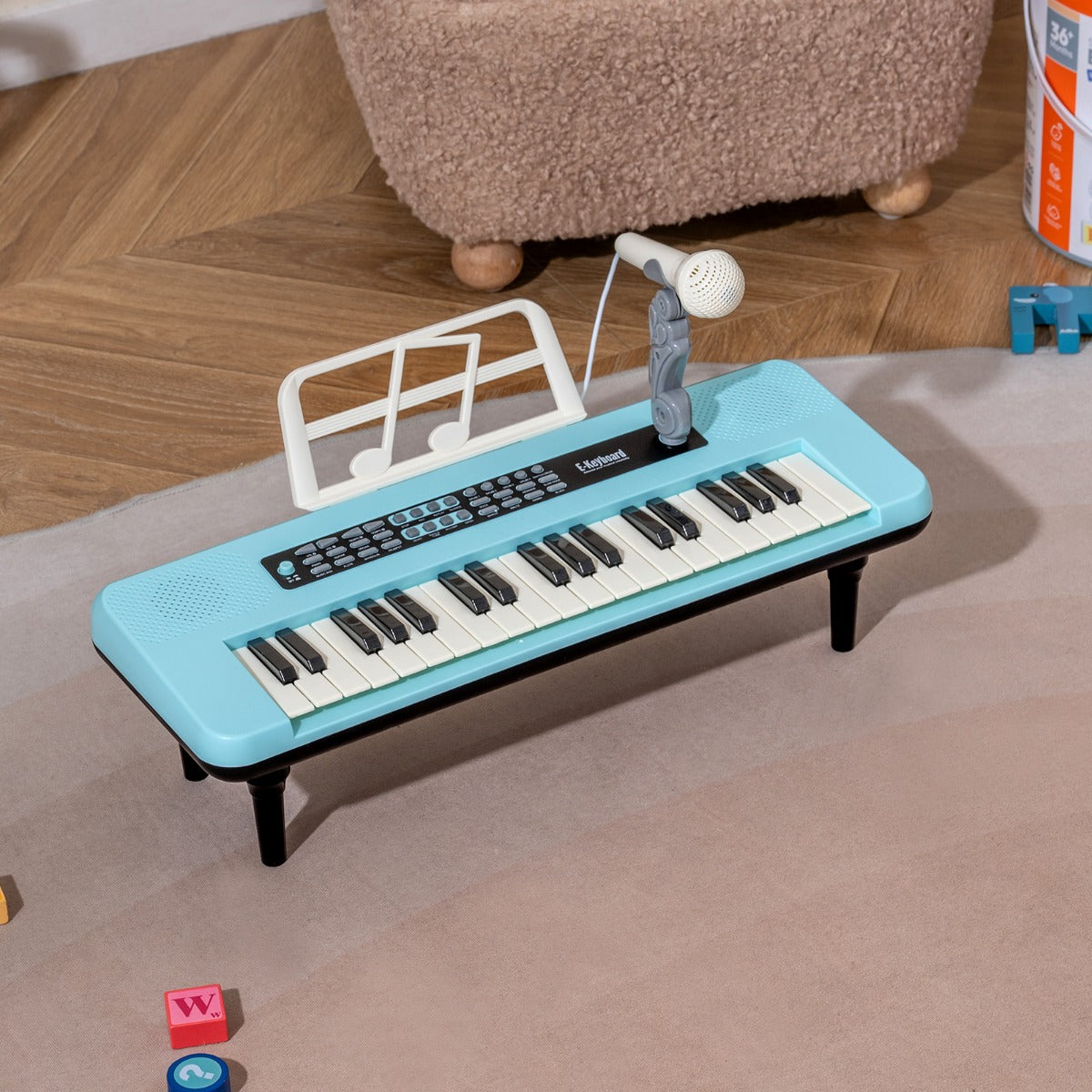 tangent – elektronisk piano med mikrofon och notställ avtagbar ben – 37 – Blå