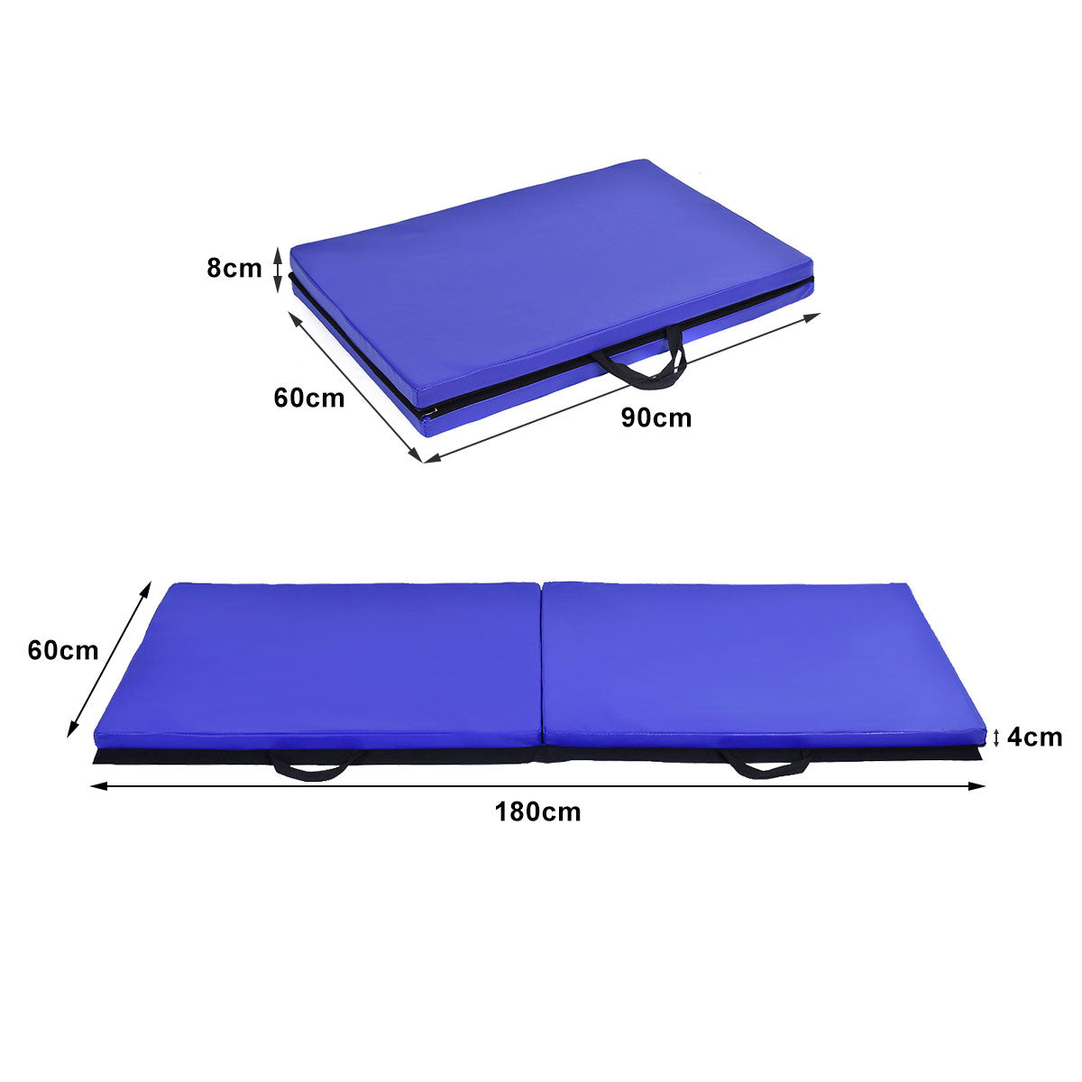 Gymnastikmatta – Mjukgolvsmatta Yogamatta Fällmatta Träningsmatta – 180 x 60 x 4 cm – Blå