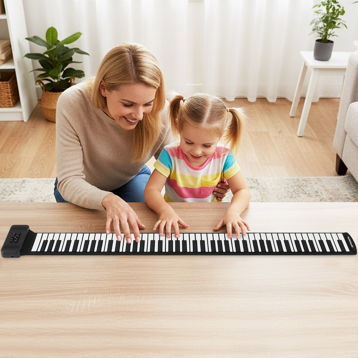 tangenter – Roll Up Piano hopfällbart med rytmer, toner och demos + vitt – 88 128 128 14 – Svart och vit