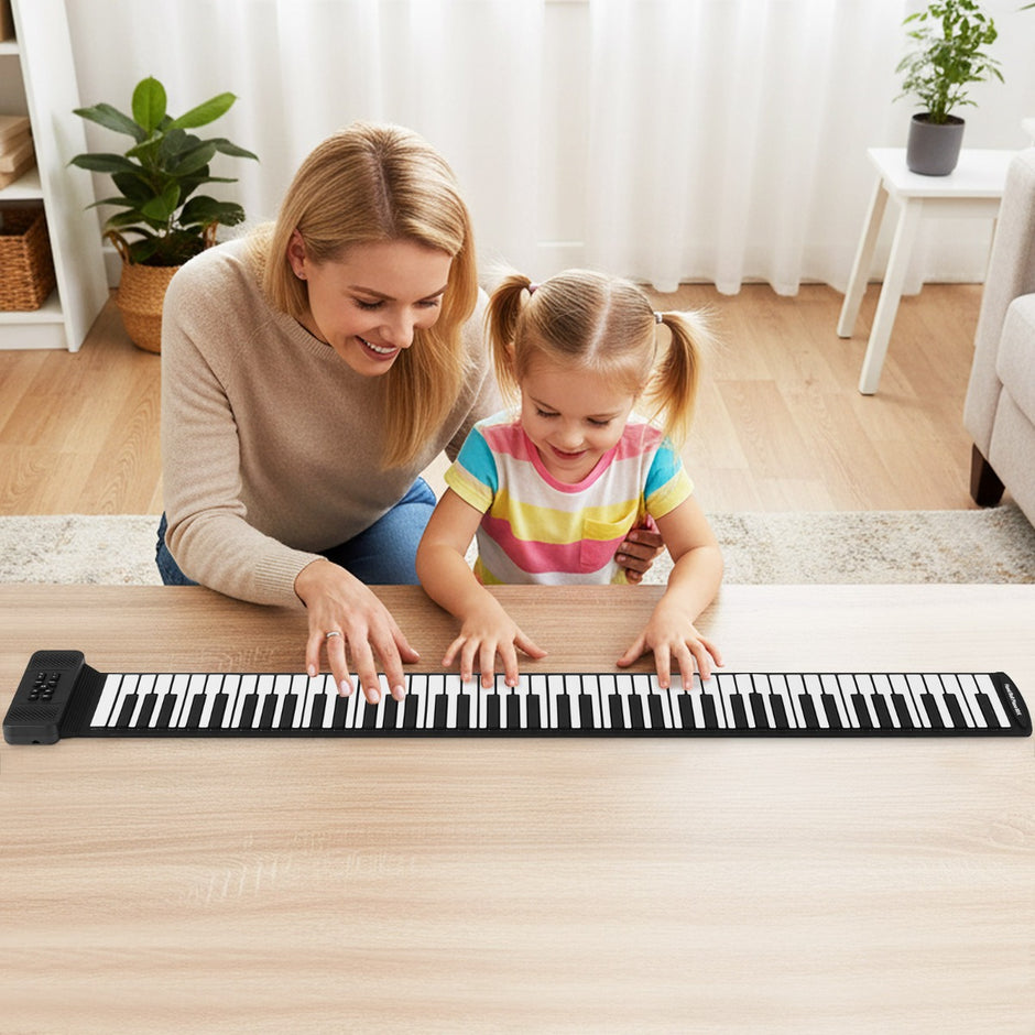 tangenter – Roll Up Piano hopfällbart med rytmer, toner och demos + vitt – 88 128 128 14 – Svart och vit