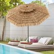 Hög – solskärm i hawaiiansk stil, halmtäckt Tiki terassparasol med ribbor – 8 247 cm – Natur