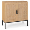 Rattan – Skåp med faldigt justerbart hyllsystem och dörrar Boho Buffé Accent – 3 2 – Natur