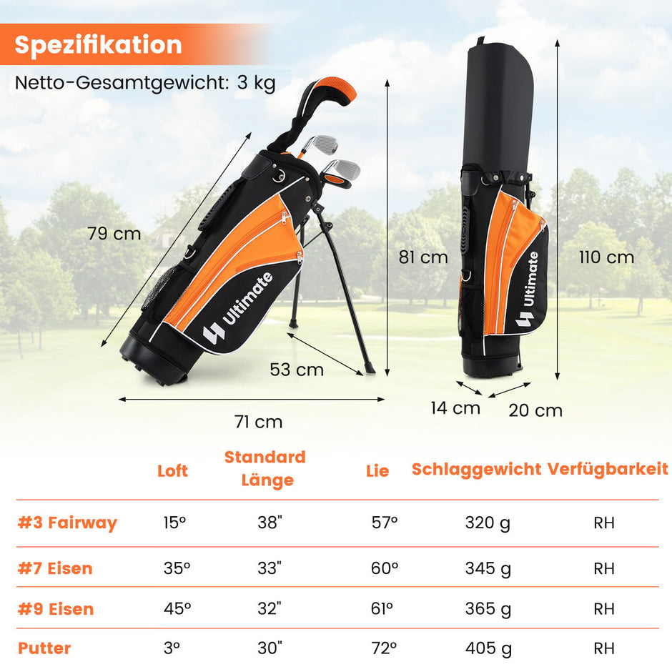 Barn – Komplett Golfklubbsset Högerhänt Golfset för år – 11-13 – Orange