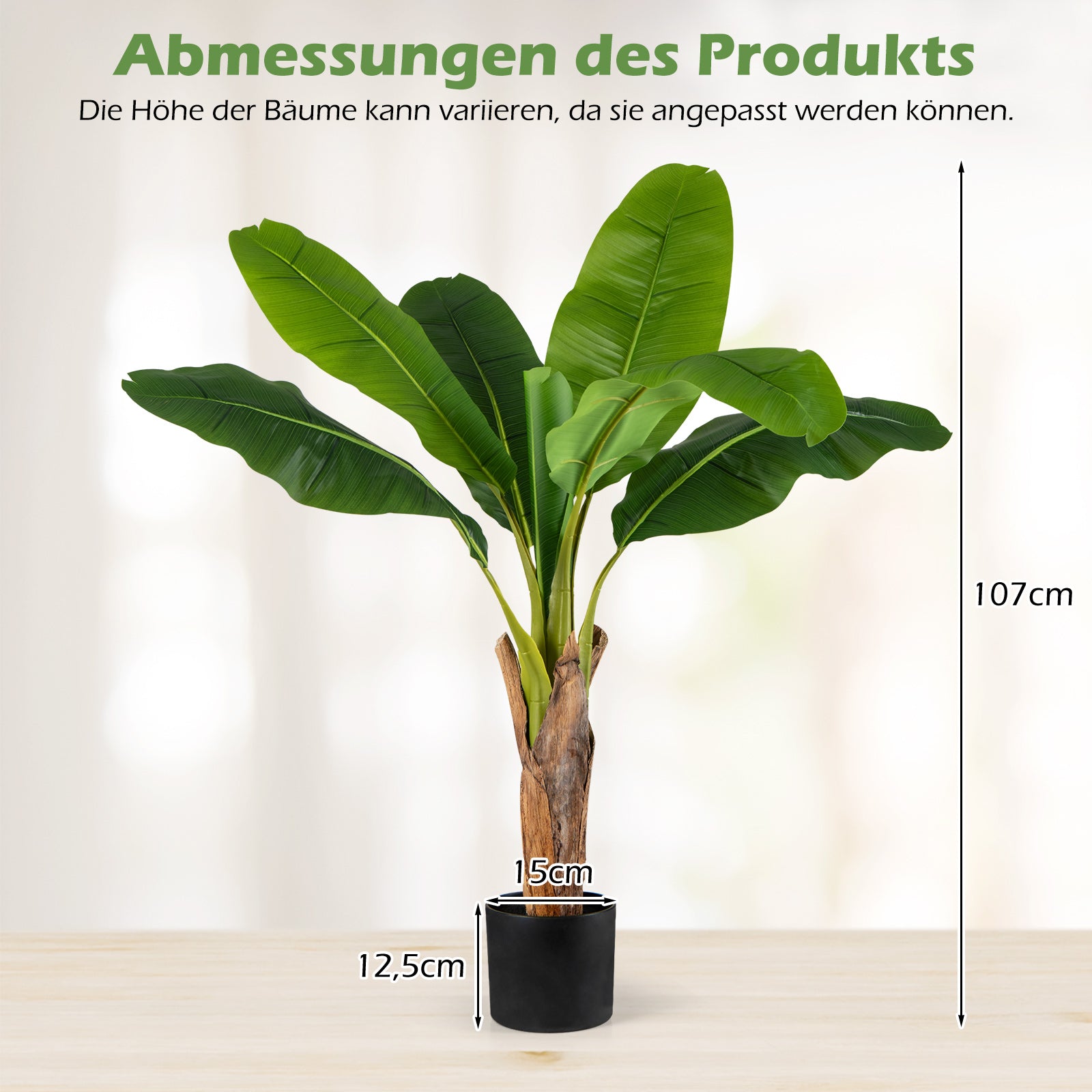 pack – Konstväxt Tropisk Palm Künstlig Paradisfågel – 2 107 cm – Grön