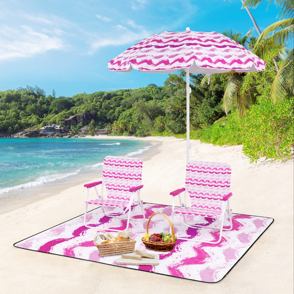pack – strandstolar med parasoll och strandfilt bärväska hopfällbara – 2 2 – Rosa