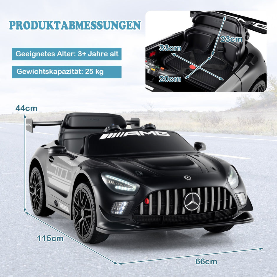 Ride – on Auto licensierad Mercedes AMG GT3 barnbil med fjärrkontroll hastigheter – 3 – Svart