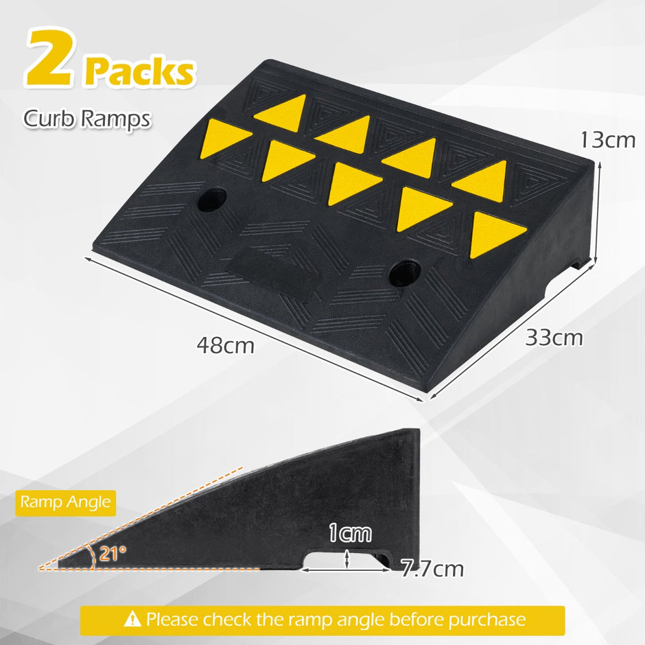 pack – helt gummi tröskelramp med tons bärförmåga – 2 10 122 x 84 x 33 cm – Svart