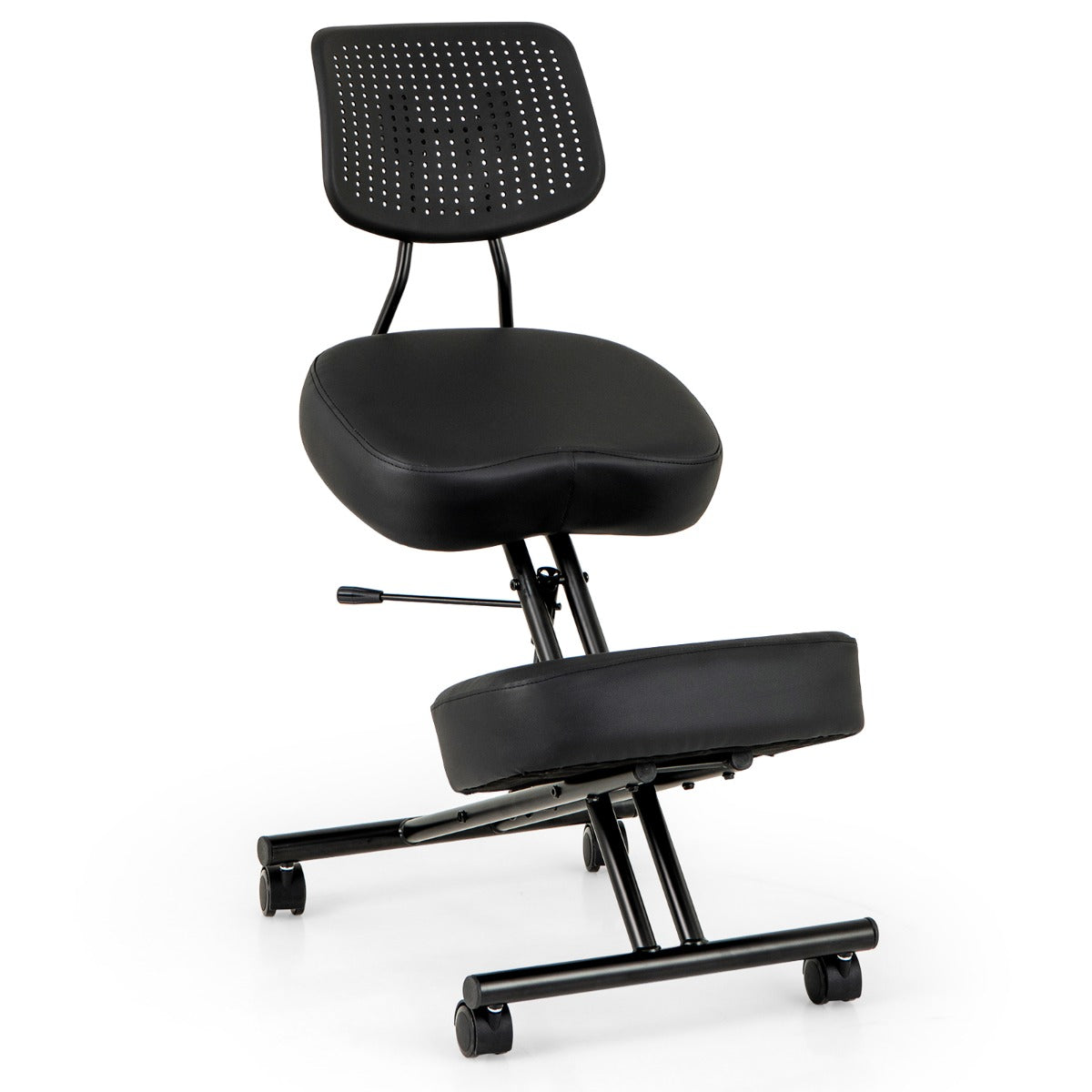Ergonomisk – knä stol med sned sits för smärtlindring ortopedisk – Svart