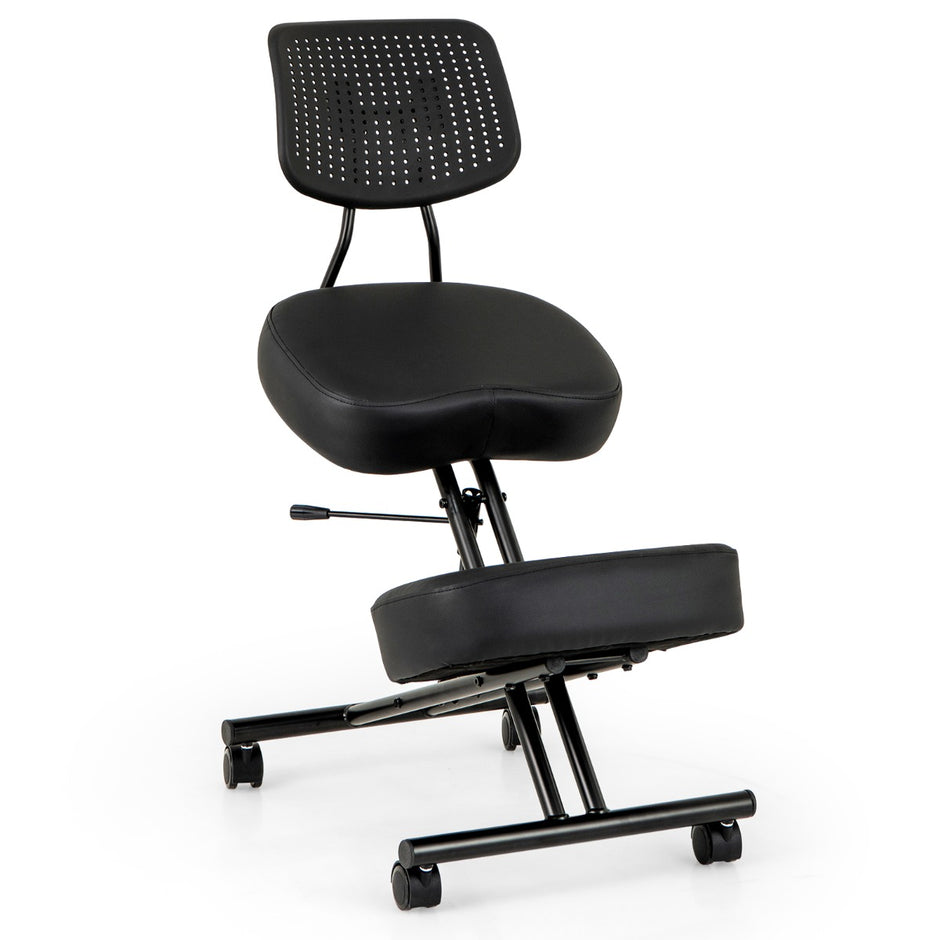 Ergonomisk – knä stol med sned sits för smärtlindring ortopedisk – Svart