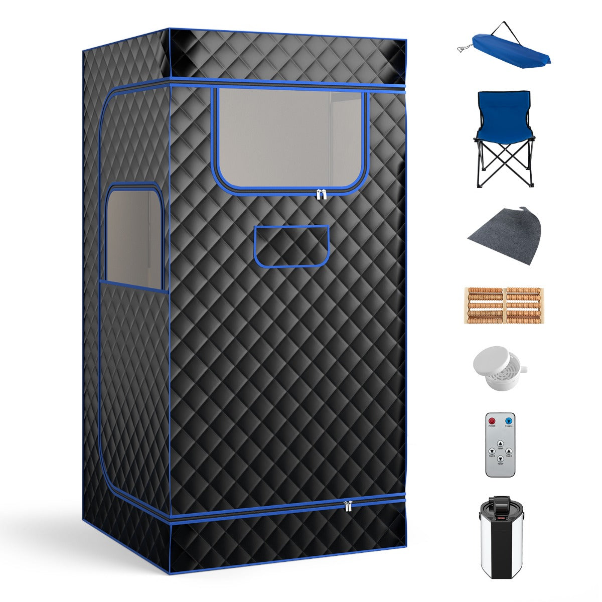 Ångbastu – hemmabastu för hem helkroppsbastubox med liters ånggenerator – 3 91 x 91 x 183 cm – Svart