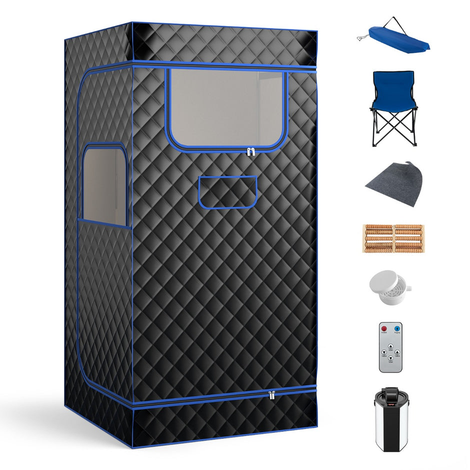 Ångbastu – hemmabastu för hem helkroppsbastubox med liters ånggenerator – 3 91 x 91 x 183 cm – Svart
