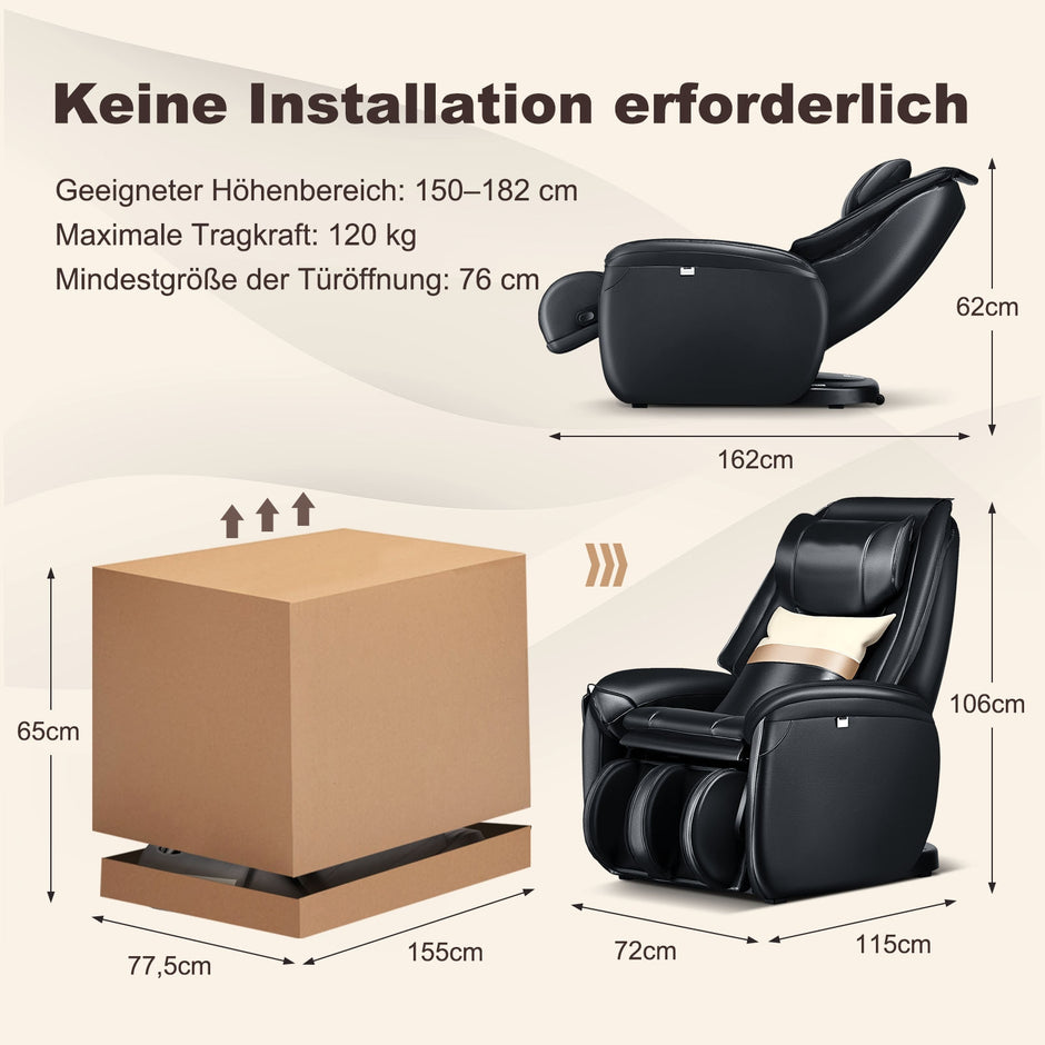 Zero – Gravity SL Spurt Massagestol Liegestol med Helkroppsmassage Ryggvärme – Svart