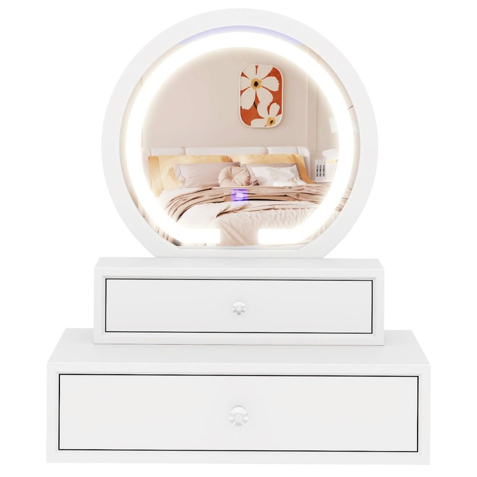 Sminkspegel – Bordsspegel med lådor Sminkbord JV11976DE WH – 2 51 x 26 x 59 cm – Vit