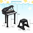 Barnpiano – med nycklar och pall Leksak Portable – 31 35 x 30 x 55 cm – Svart