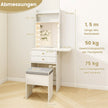 Sminkbord – med belysning Frisyrbord laddstation Puff förvaring – Vit