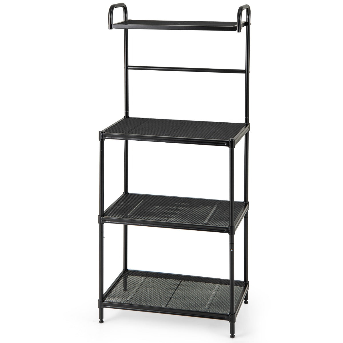 Köksregal – nivå Mikrovågsställ med justerbara hyllplan i metall – 4 59 x 34 x 136 cm – Svart