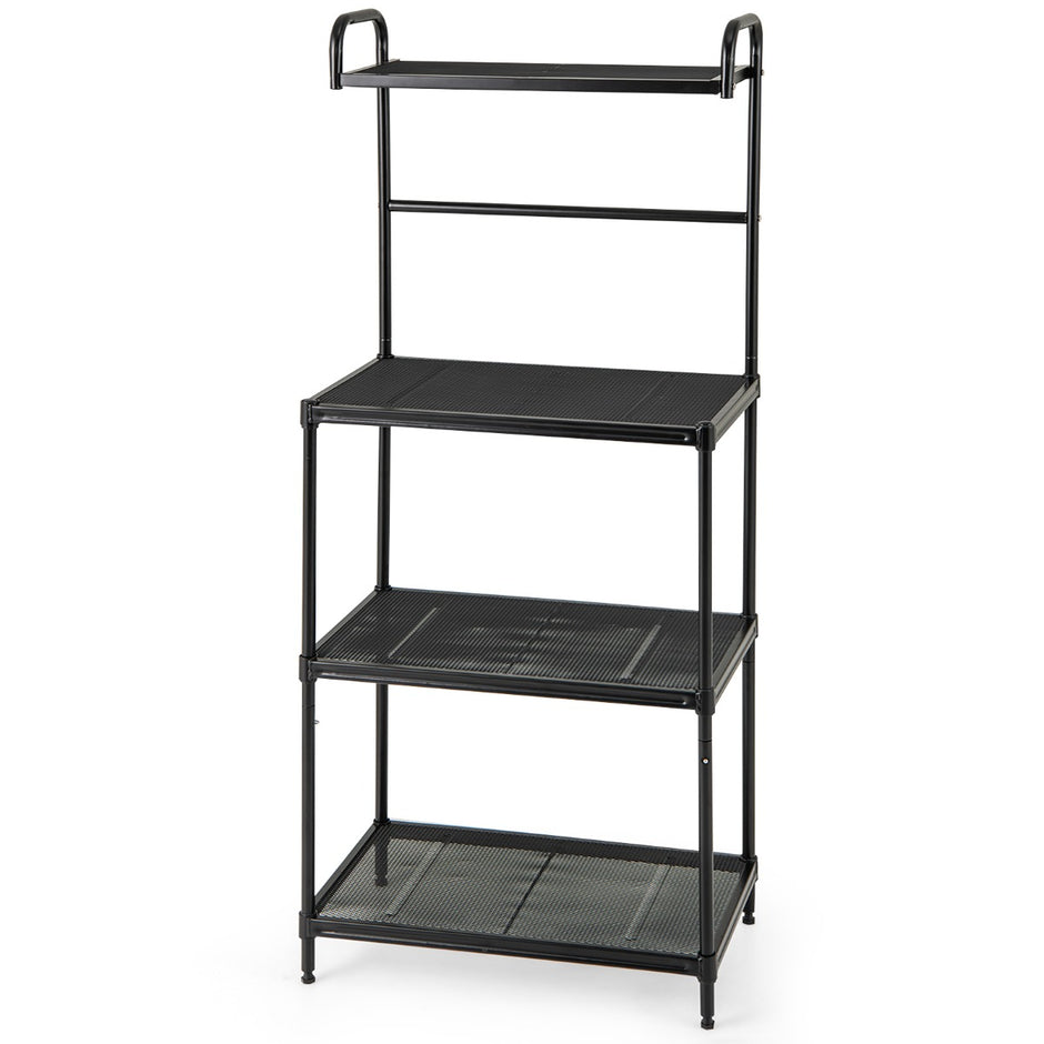Köksregal – nivå Mikrovågsställ med justerbara hyllplan i metall – 4 59 x 34 x 136 cm – Svart
