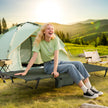Ultralätt – fältbädd campingbädd med sidoficka bärbar hopfällbar säng bärförmåga – 150 kg – Grön
