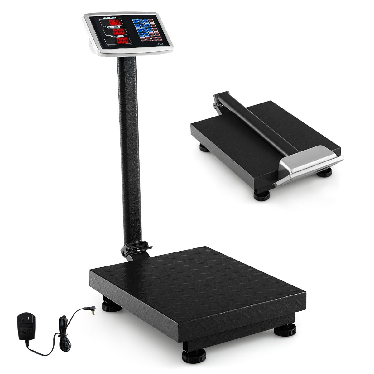 Digital – plattformsvåg paketvåg med priskalkylator LB/kg Multifunktionell butiksvåg – 300 kg / 50 g – Svart