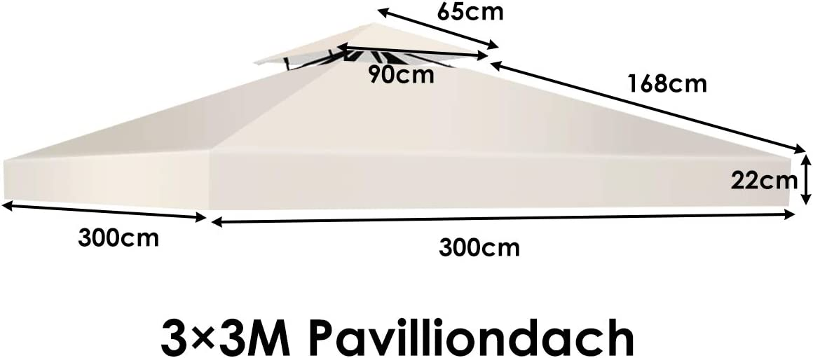 Ersättningsöverdrag – altantak för dubbelvåningspaviljong – 300 x 300 cm – Beige