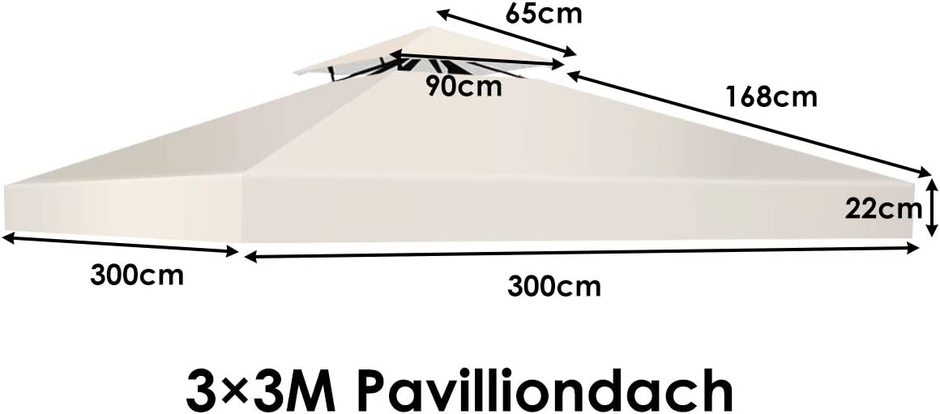 Ersättningsöverdrag – altantak för dubbelvåningspaviljong – 300 x 300 cm – Beige