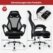Ergonomisk – kontorsstol i mesh med fotstöd och höjdjusterbart fällbart ryggstöd Executive – Svart