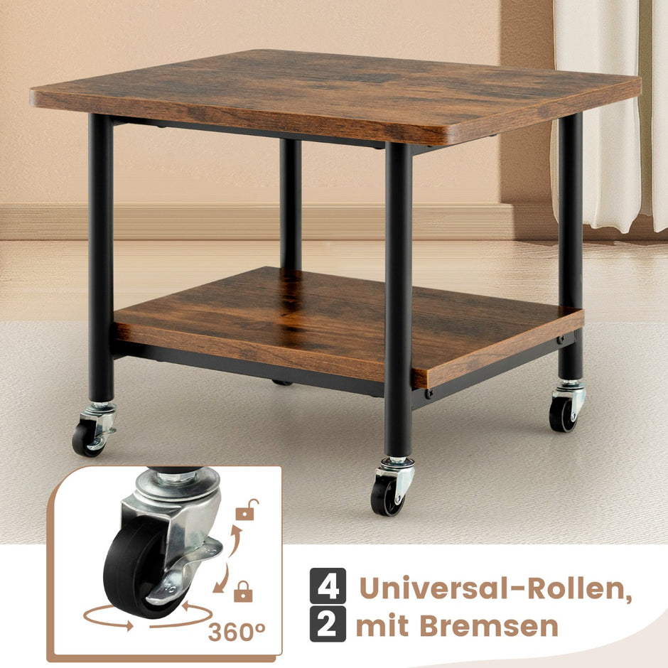 Skrivarfack – under bordet med transporthjul vånings – 2 49 x 40 x 37 cm – Rustik brun