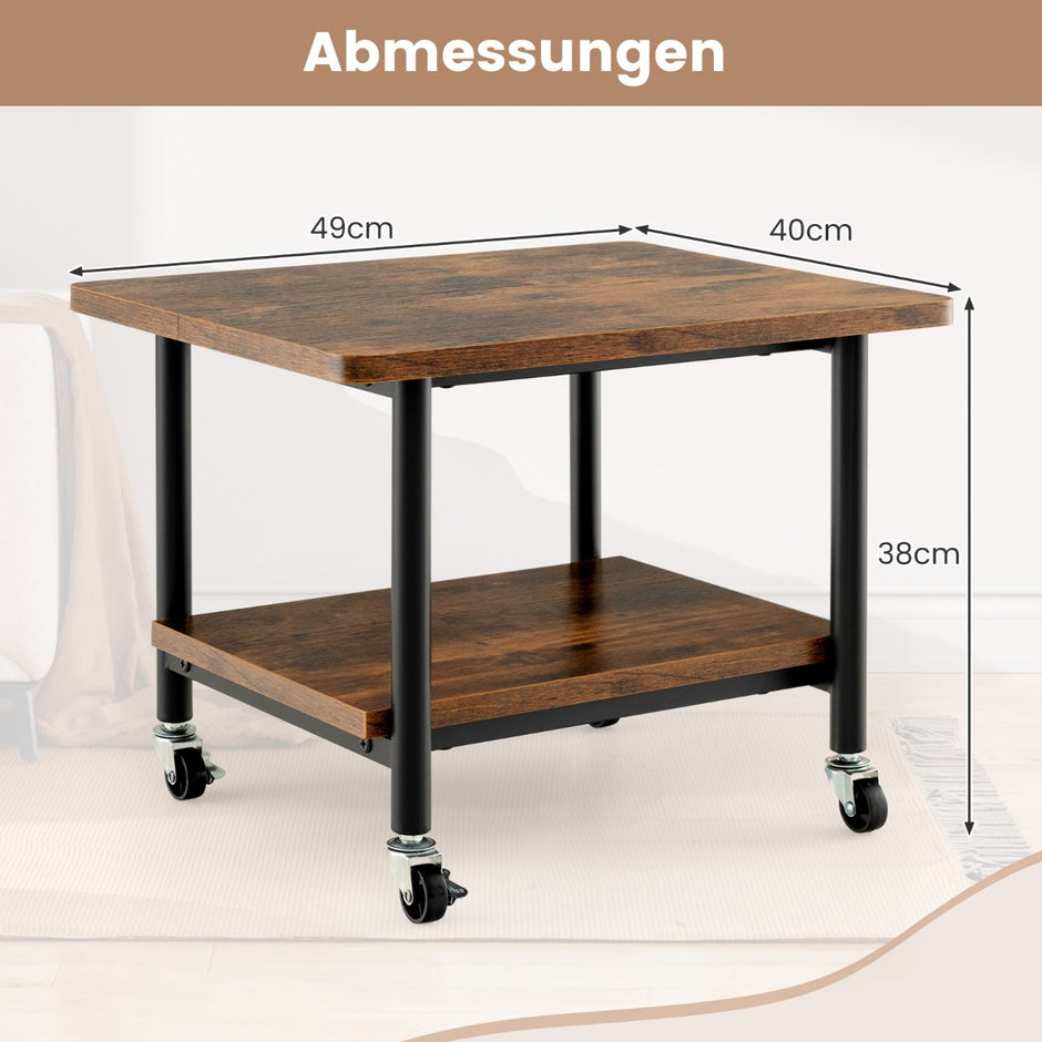 Skrivarfack – under bordet med transporthjul vånings – 2 49 x 40 x 37 cm – Rustik brun