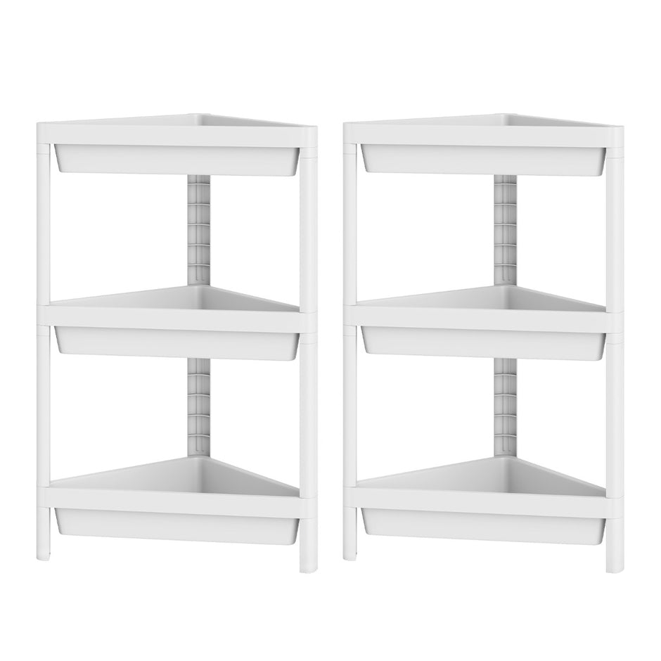 pack – hörnhylla med avtagbar design och dräneringshål fristående badrumshylla Vitt – 2 – Vit