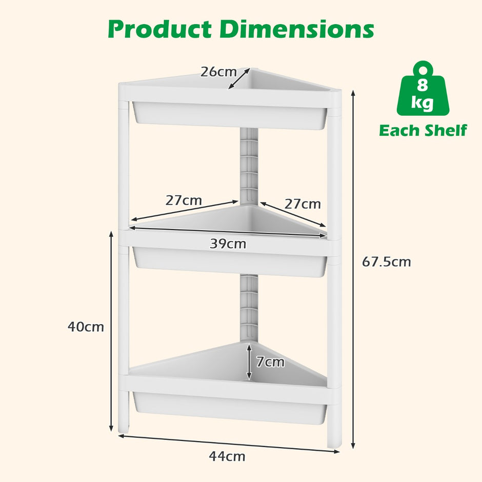 pack – hörnhylla med avtagbar design och dräneringshål fristående badrumshylla Vitt – 2 – Vit