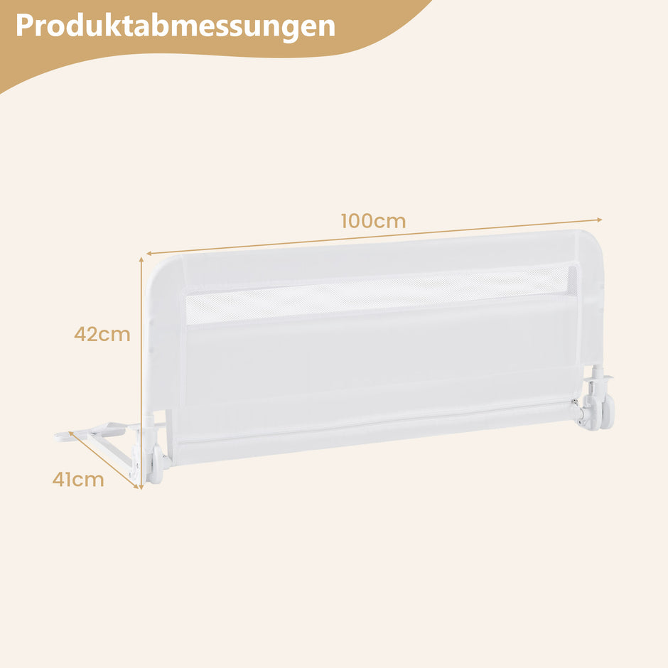 Sänggaller – för småbarn fällbar med avtagbart och tvättbart överdrag – 100 cm – Vit