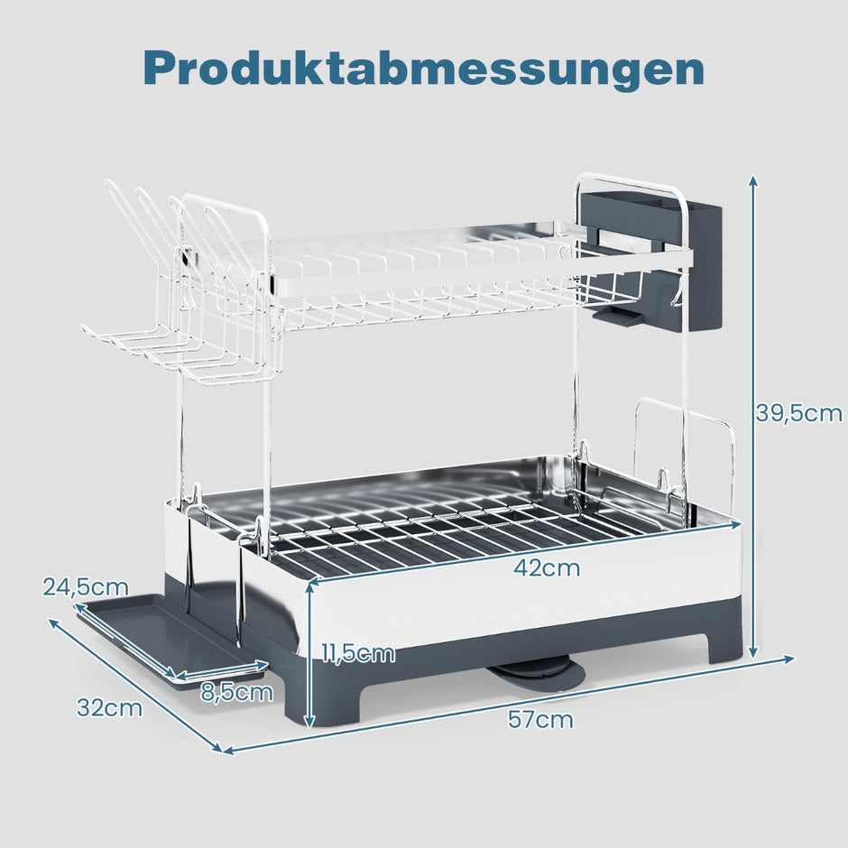 våningars – avrinningsställ i metall med hållare för glas, tallrikar, skålar, koppar – 2 – Silver