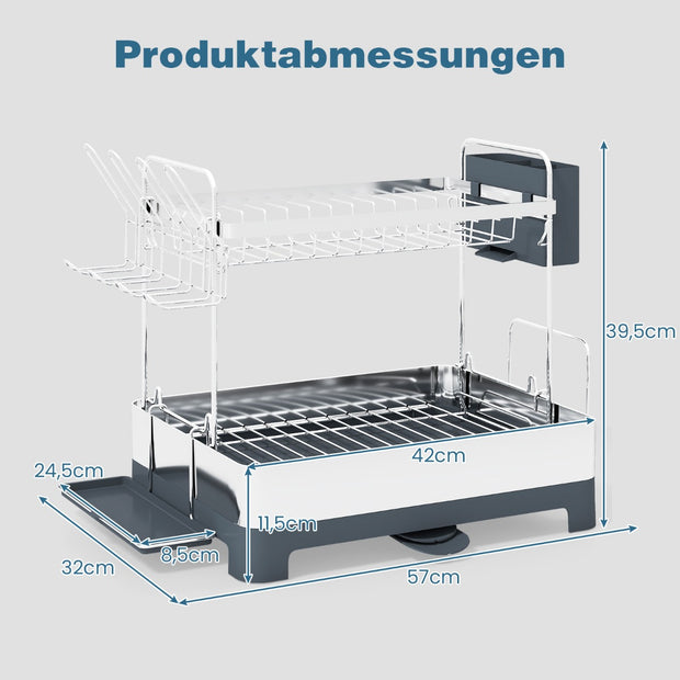 våningars – avrinningsställ i metall med hållare för glas, tallrikar, skålar, koppar – 2 – Silver