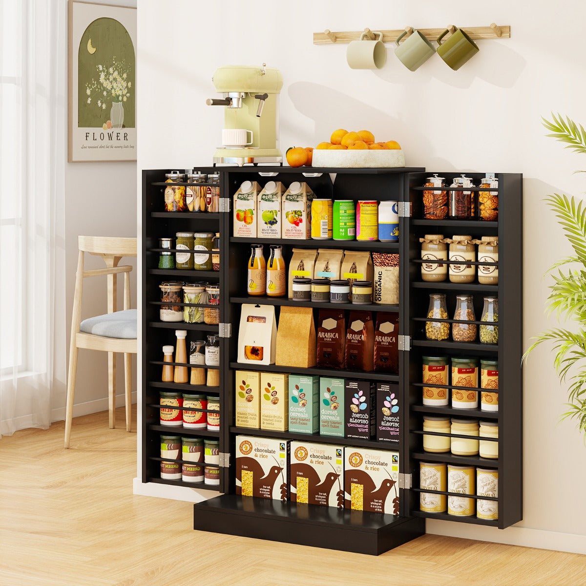 Hög – förvaringsskåp köksskåp med dörrar och justerbara hyllor fristående buffé sidobord – 104 cm – Svart