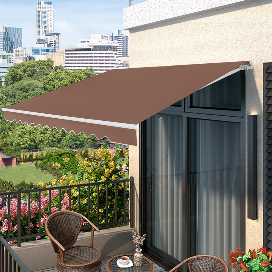 Markis – med vev Solskydd – 400 x 250 cm – Brun
