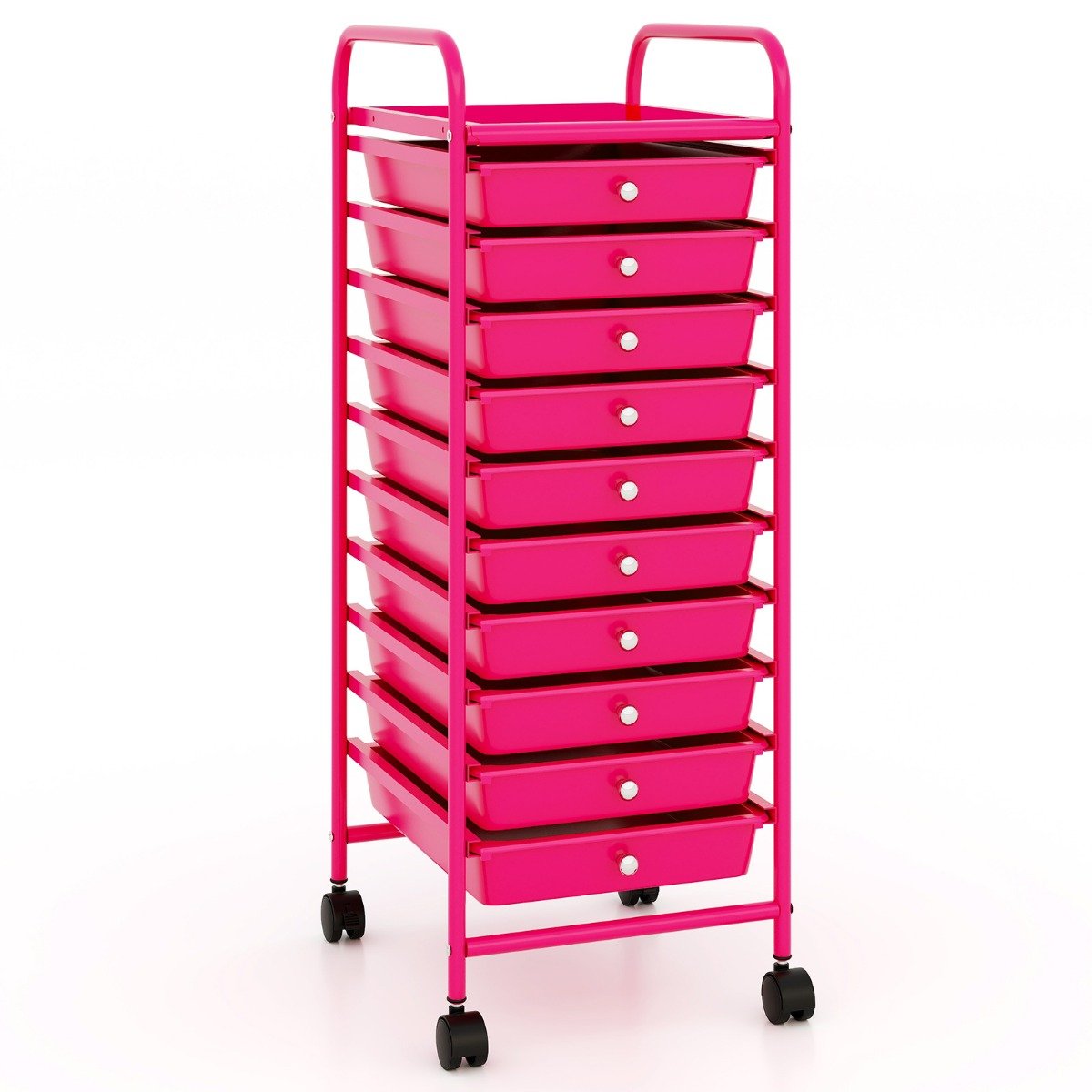 Rullvagn – Bad Rullcontainer Sido med lådor – 10 33 x 37 x 86 cm – Hot Pink