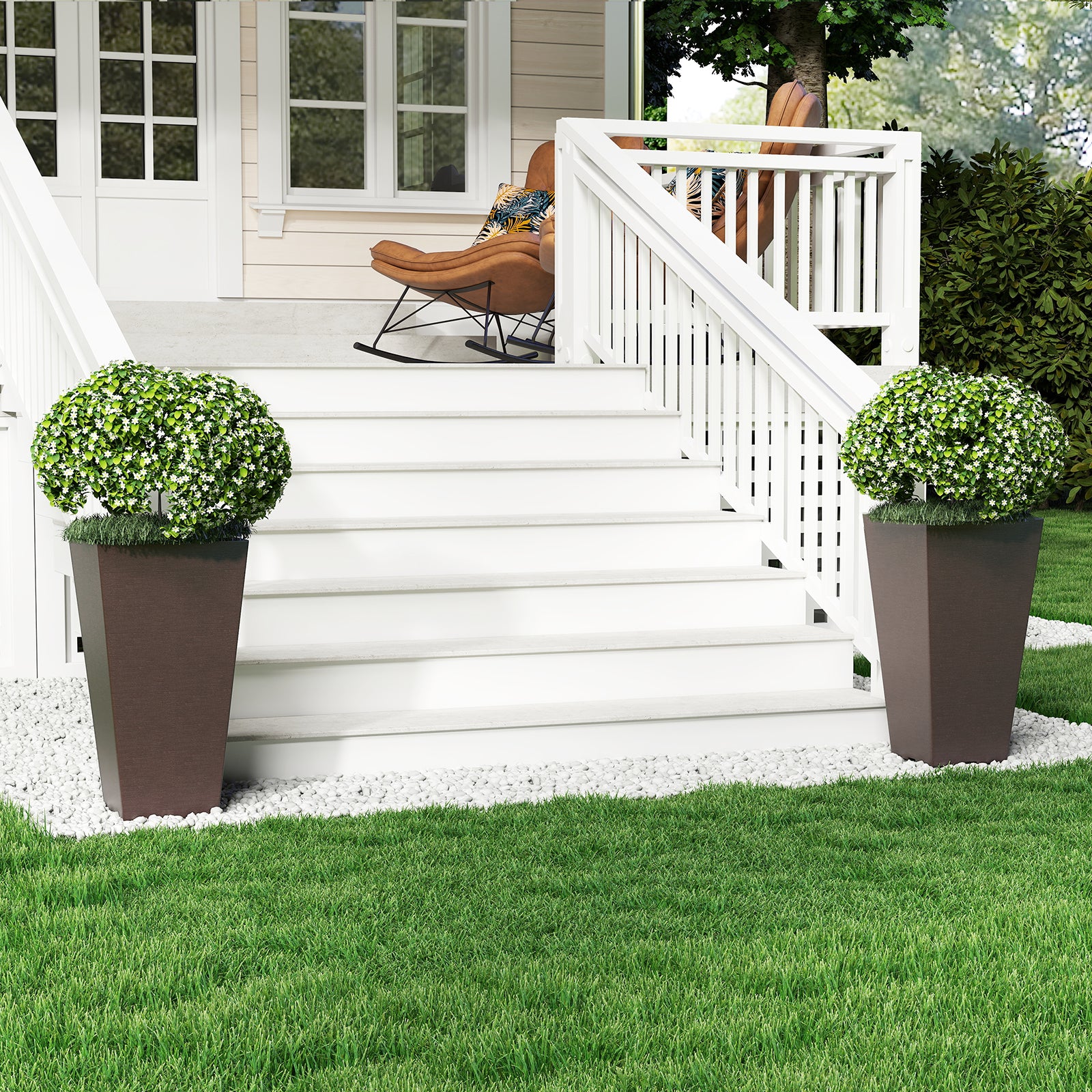 stycken – planteringskärl med innerkruka Väderbeständiga blomkrukor dräneringshål – 2 – Brun