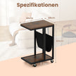 Sidobord – med hjul C form Soffbord Kaffeebord Vardagsrumsbord metallram – Brun