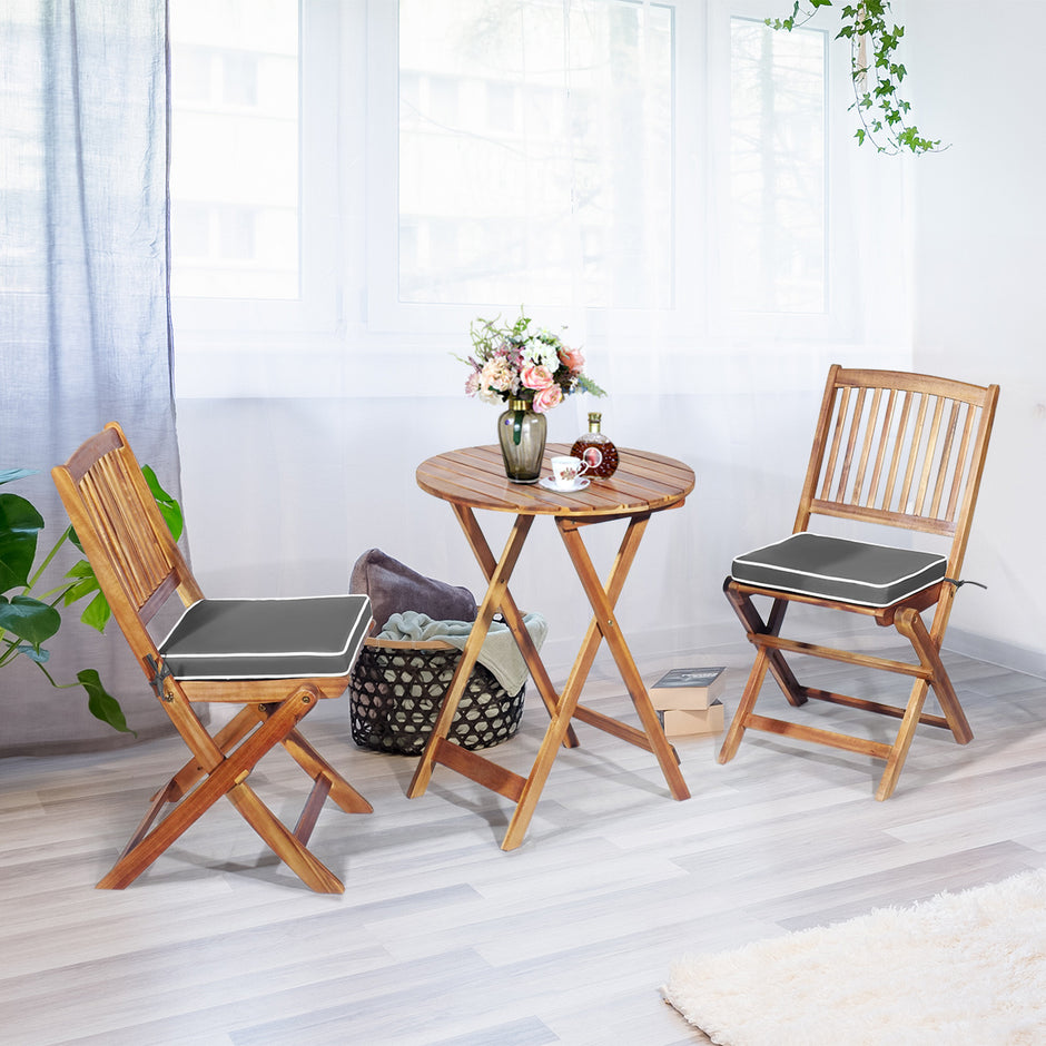delat – balkongmöbelset med runt bord och stolar kuddar ergonomisk sittgrupp – 3 2 2 – Grå