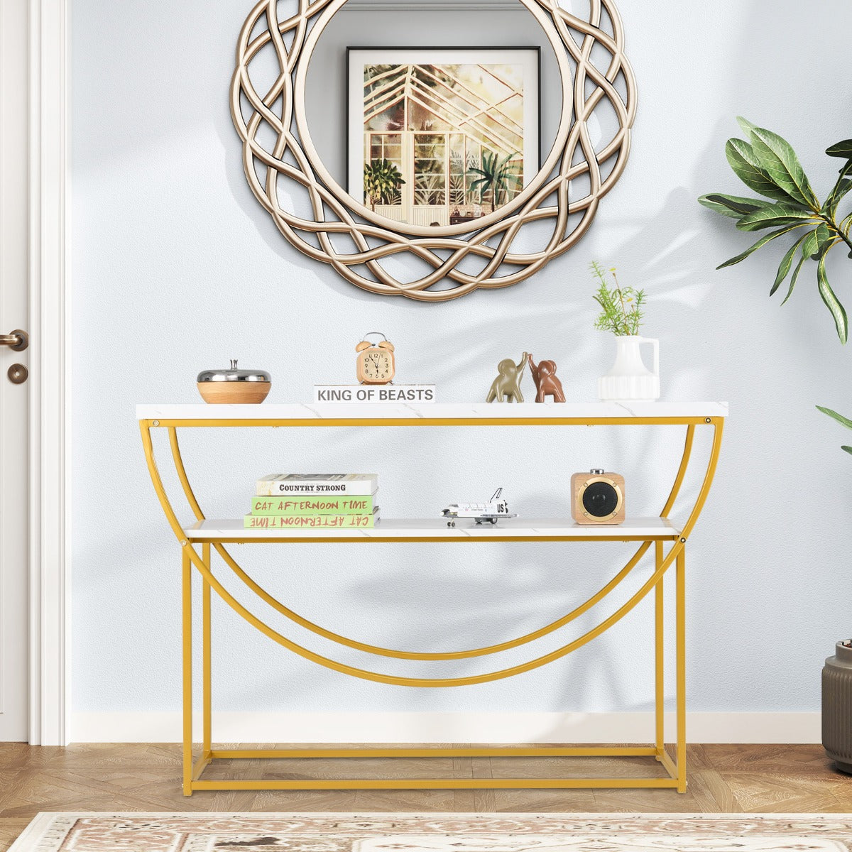 Smalt – konsolbord med marmorplatta nivåer soffbord entrébord – 2 120 x 30 x 80,5 cm – Vit