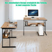 L – format skrivbord med tippbar bordsskiva nedre bokhylla och CPU stativ ritbord datorbord – 170 x 150 x 75 cm – Valnöt