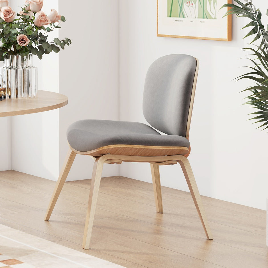 Modern – accentstol med ryggstöd och vadderad sits, platsbesparande loungestol, – . – Ljusgrå