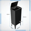 Rostfri – papperskorg Automatisk rörelsesensor med öppet lock – 50 L 33,5 x 26 x 83,5 cm – Svart
