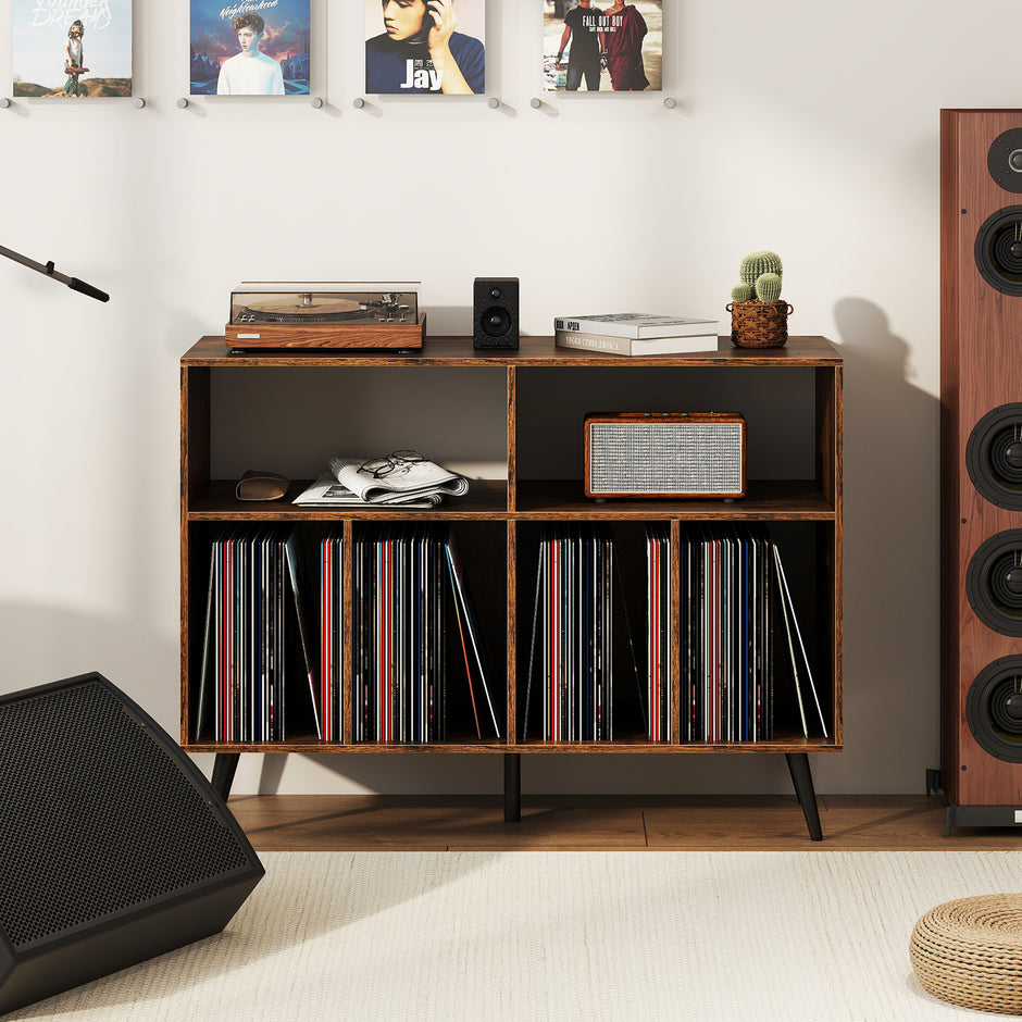 stegs – skivspelare stativ med vinylförvaringshyllor skivspelarskåp – 3 – Brun
