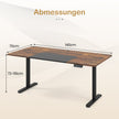 Elektriskt – ståbord höj och sänkbart skrivbord ergonomiskt sitt Brunt – 140 x 70 cm – Brun