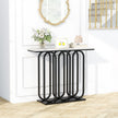 Konsolbord – tillverkat av konstgjord marmor med justerbara fotkuddar och metallram tippskydd – 100 cm – Svart