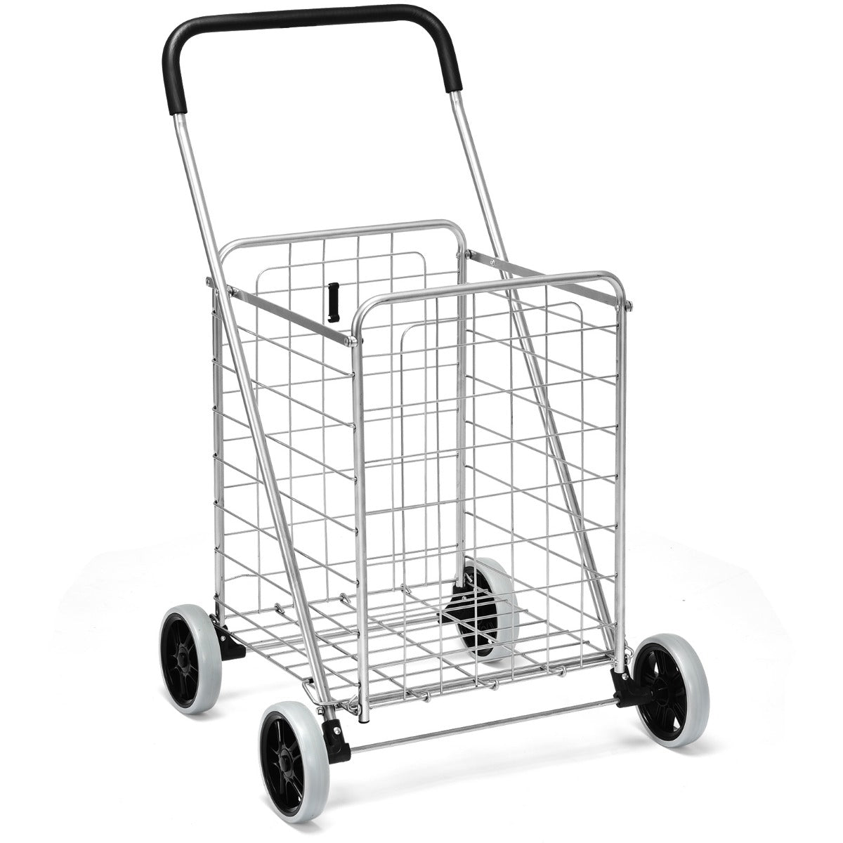 Kundvagn – Fällbar med hjul – Silver