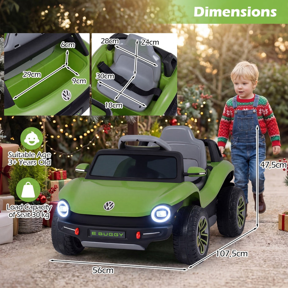 Barns – elbil VW inkl. 2,4G fjärrkontroll 12V elektrisk elfordon – Grön