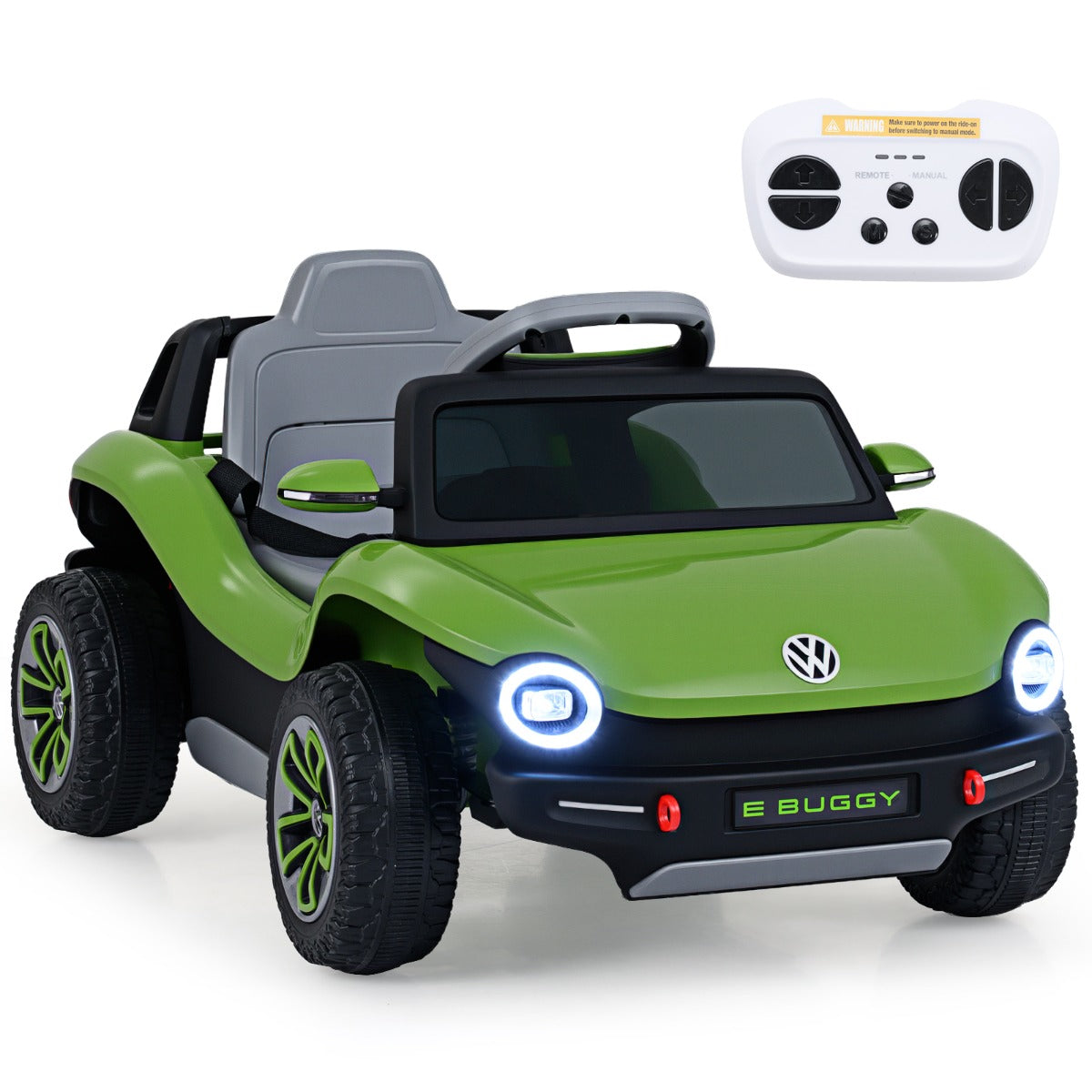 Barns – elbil VW inkl. 2,4G fjärrkontroll 12V elektrisk elfordon – Grön
