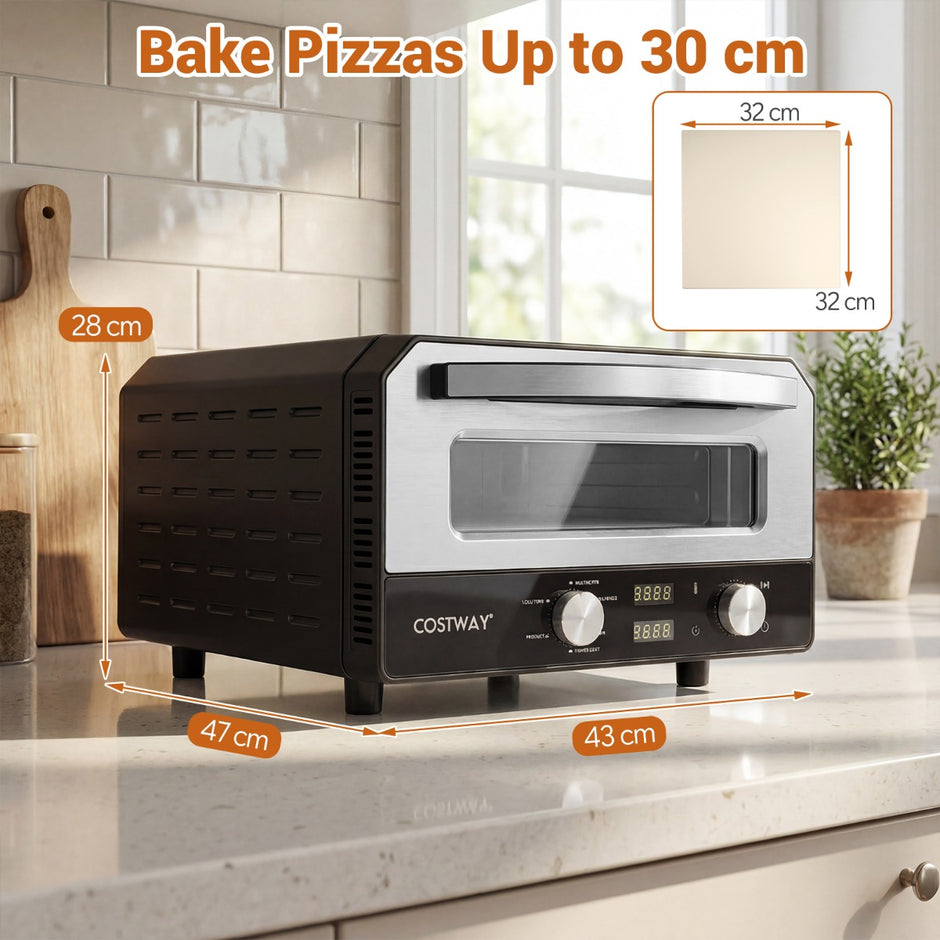 Elektrisk – inomhus pizzaugn Bords för pizzor med förinställningar – 30 cm 6 – Svart